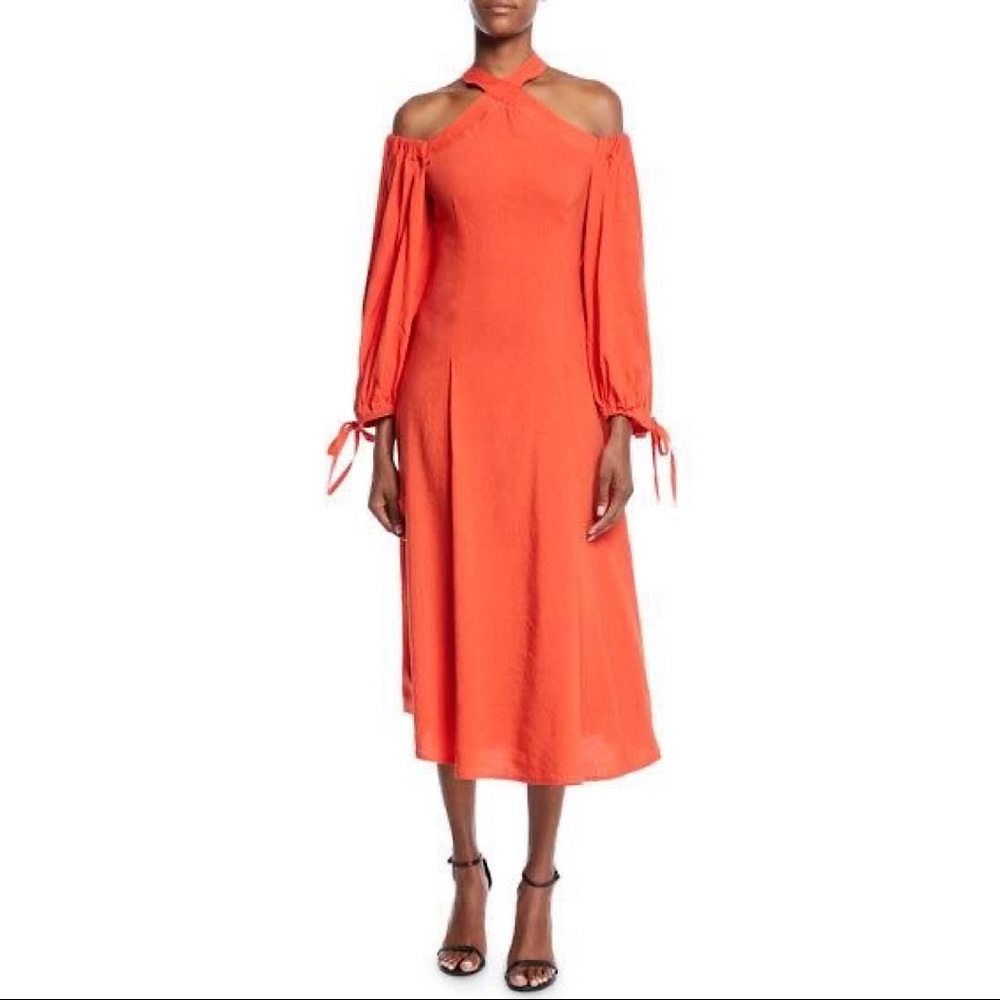 REJINA PYO Odella Halter Cold-Shoulder Midi Dress